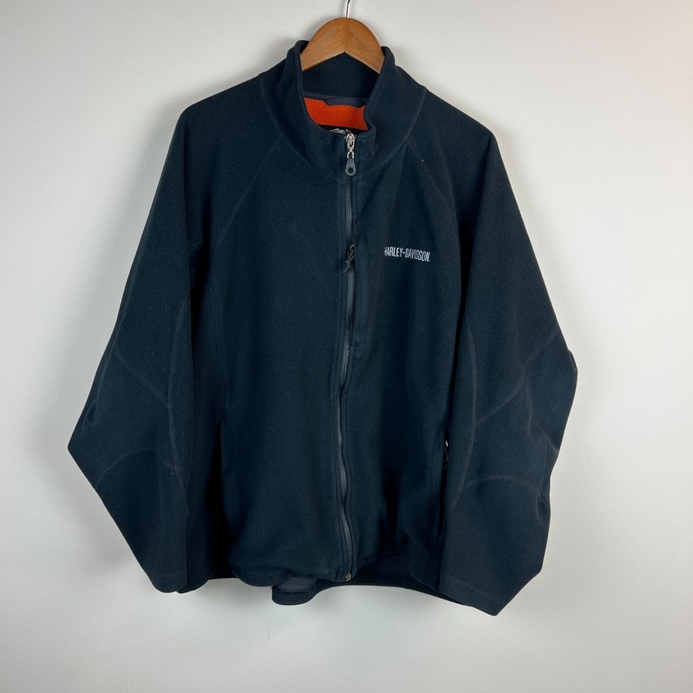 Harley Davidson Windstopper Jacket Mens XXL Black Fleece Full Zip Embroidered
